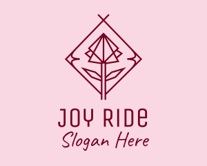 Maroon Geometric Rose  logo design