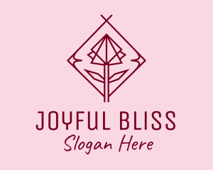 Maroon Geometric Rose  logo design