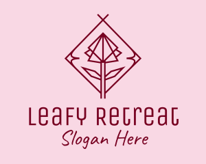 Maroon Geometric Rose  logo design