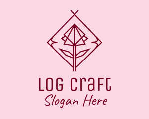 Maroon Geometric Rose  logo design