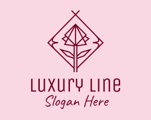 Maroon Geometric Rose  logo design