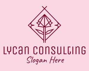 Maroon Geometric Rose  logo design