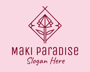 Maroon Geometric Rose  logo design