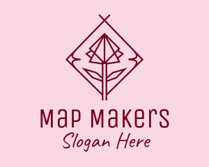 Maroon Geometric Rose  logo design