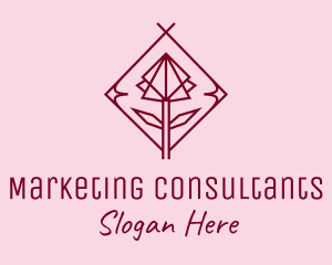 Maroon Geometric Rose  logo design