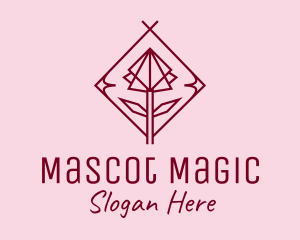 Maroon Geometric Rose  logo design