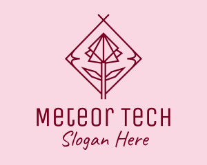 Maroon Geometric Rose  logo design