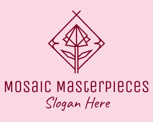 Maroon Geometric Rose  logo design