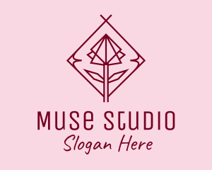 Maroon Geometric Rose  logo design