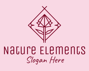 Maroon Geometric Rose  logo design