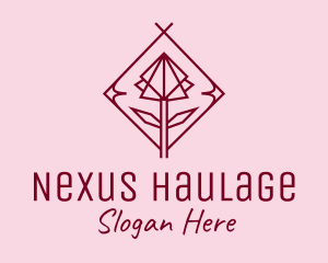 Maroon Geometric Rose  logo design