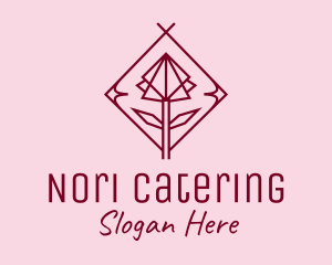 Maroon Geometric Rose  logo design