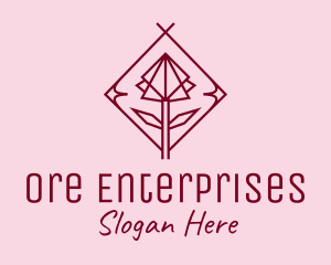 Maroon Geometric Rose  logo design