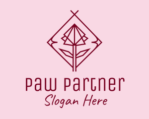 Maroon Geometric Rose  logo design