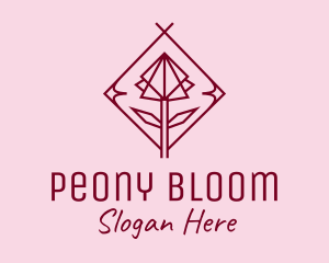 Maroon Geometric Rose  logo design