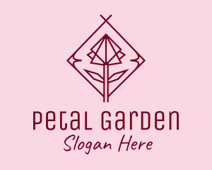 Maroon Geometric Rose  logo design