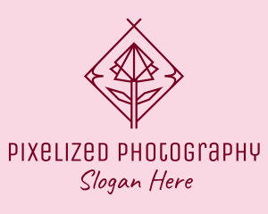 Maroon Geometric Rose  logo design