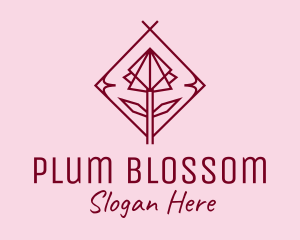 Maroon Geometric Rose  logo design