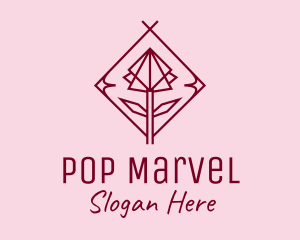 Maroon Geometric Rose  logo design