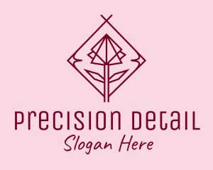 Maroon Geometric Rose  logo design