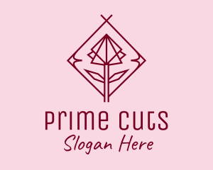 Maroon Geometric Rose  logo design