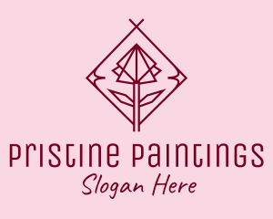 Maroon Geometric Rose  logo design