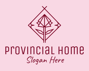 Maroon Geometric Rose  logo design