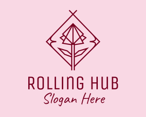 Maroon Geometric Rose  logo design