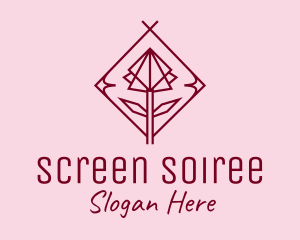 Maroon Geometric Rose  logo design