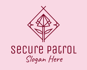 Maroon Geometric Rose  logo design