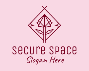 Maroon Geometric Rose  logo design