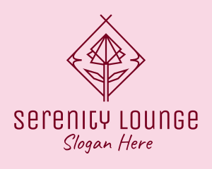 Maroon Geometric Rose  logo design