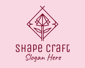 Maroon Geometric Rose  logo design