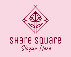 Maroon Geometric Rose  logo design