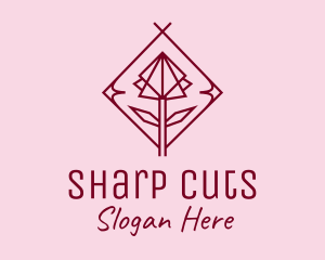 Maroon Geometric Rose  logo design