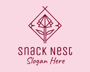 Maroon Geometric Rose  logo design