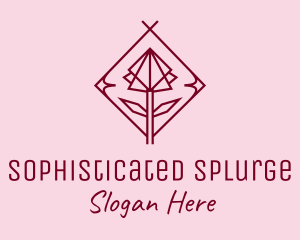 Maroon Geometric Rose  logo design