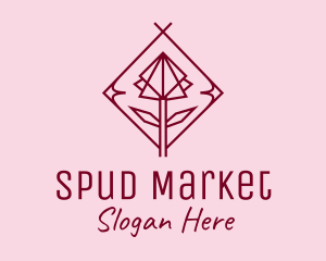 Maroon Geometric Rose  logo design