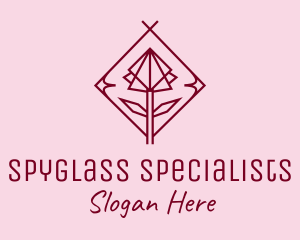 Maroon Geometric Rose  logo design