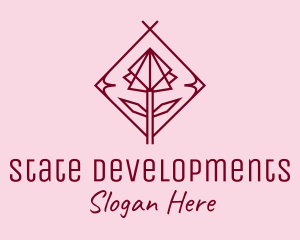 Maroon Geometric Rose  logo design