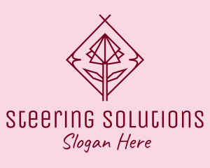 Maroon Geometric Rose  logo design