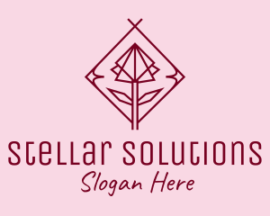 Maroon Geometric Rose  logo design