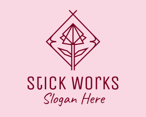 Maroon Geometric Rose  logo design