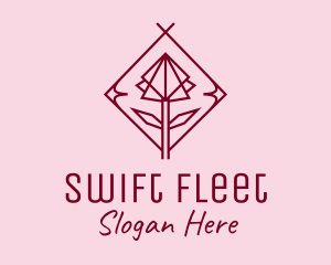 Maroon Geometric Rose  logo design