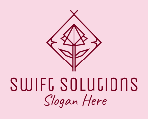 Maroon Geometric Rose  logo design