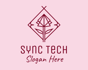 Maroon Geometric Rose  logo design