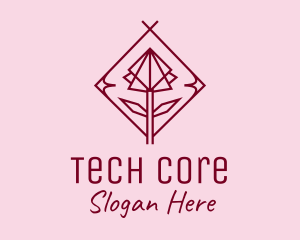 Maroon Geometric Rose  logo design