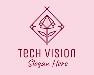 Maroon Geometric Rose  logo design