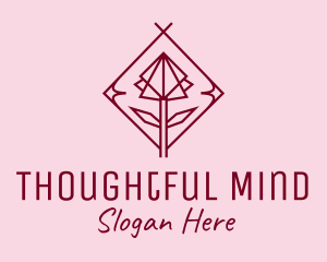 Maroon Geometric Rose  logo design