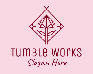 Maroon Geometric Rose  logo design